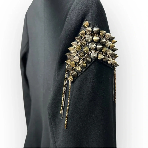 Studio F. Black Blazer with Studded Shoulder Detail - Picture 5 of 8